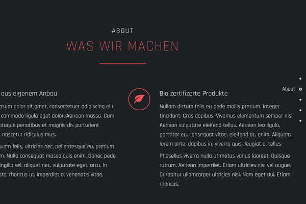 Ankernavigation mit Hover-Effekt